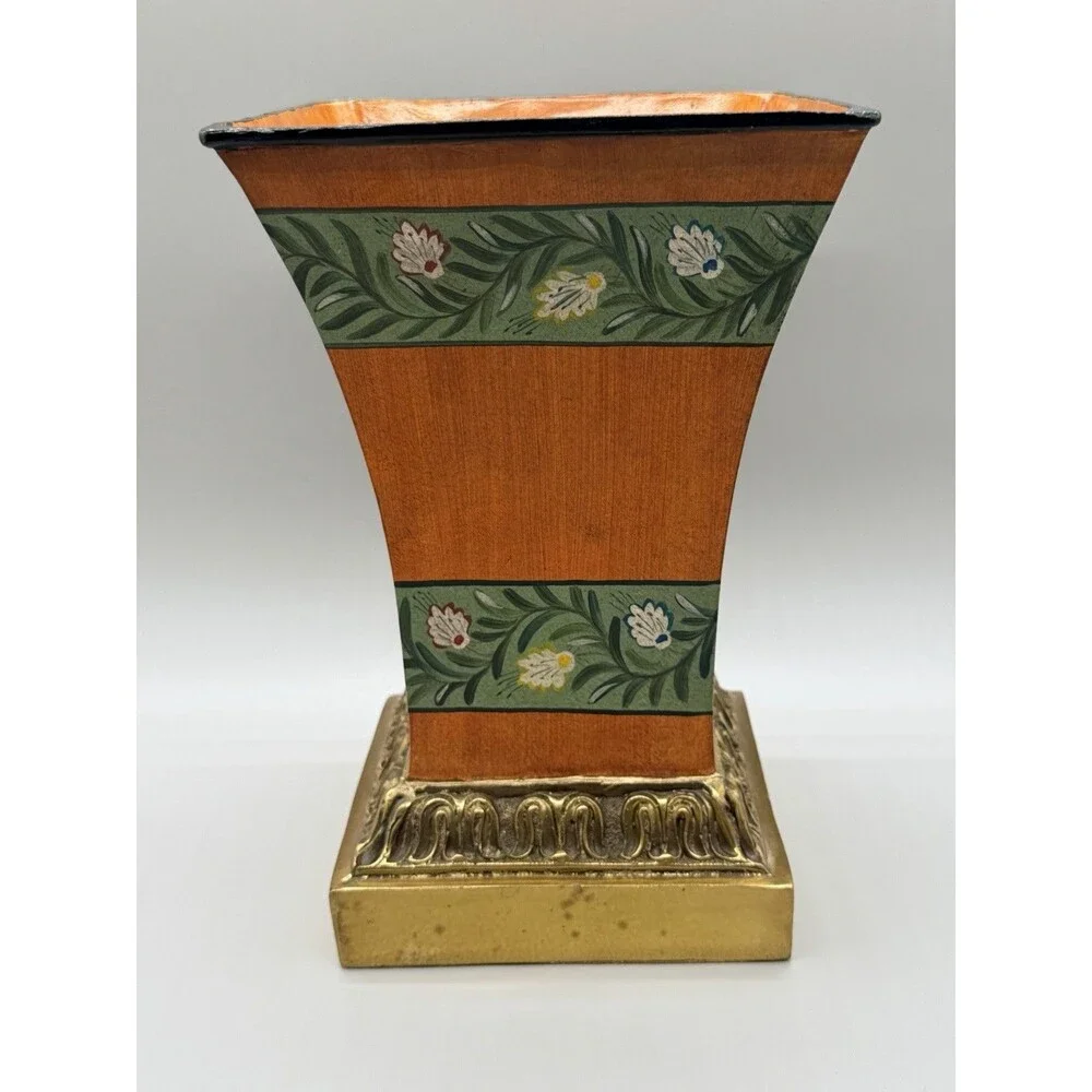 VTG Maitland-Smith Metal Urn Vase Brass Base Regency Neoclassical Cachepot 9